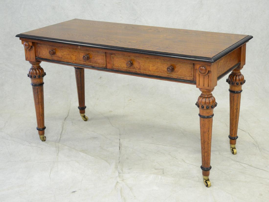 Carved & inlaid  English Victorian writing table (1 of 5)