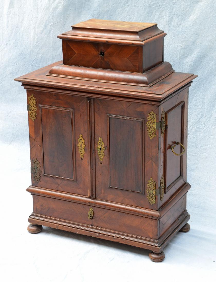 Continental banded and inlaid walnut side cabinet (1 of 3)