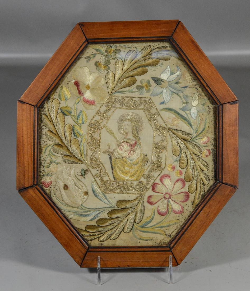 Antique Framed Needlework of St. Catherine (1 of 3)