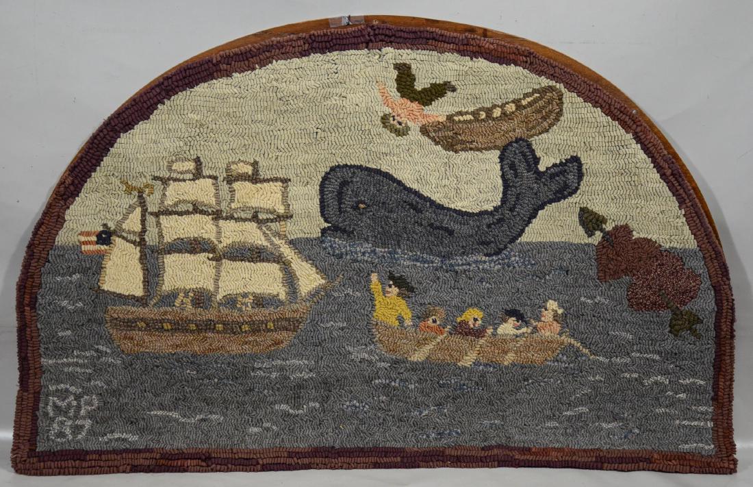 1887 American Hook Rug Sailing Ship And Whale Sep 26 2018 1887 American Hook Rug Sailing Ship And Whale Sep 26 2018 William Bunch Auctions Appraisals In Pa