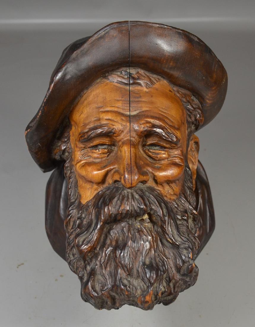 Continental Wood Carved Bust of a Bearded Gentleman (1 of 5)