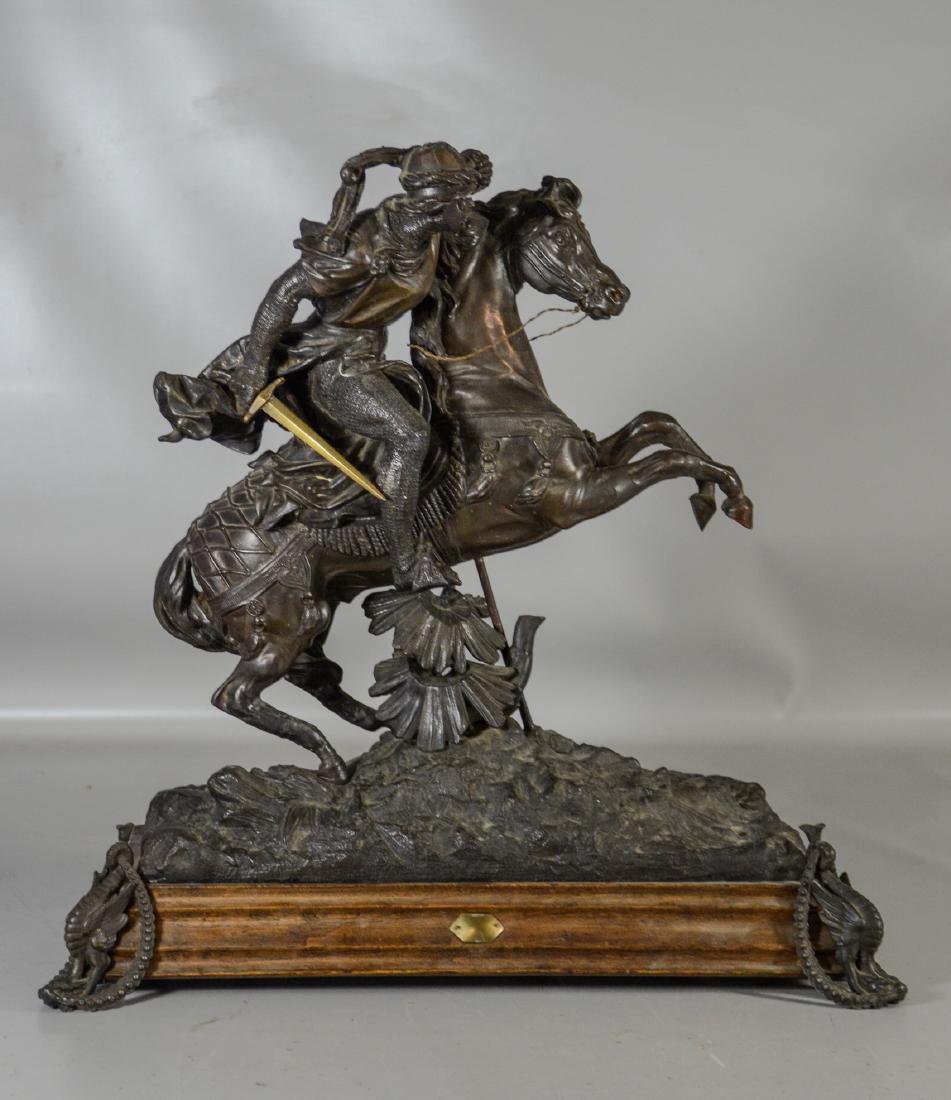 White metal sculpture of an Arab Warrior on Horseback (1 of 8)