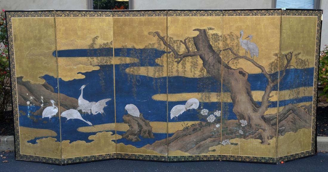 (6) Panel Japanese painted Byobu (1 of 8)