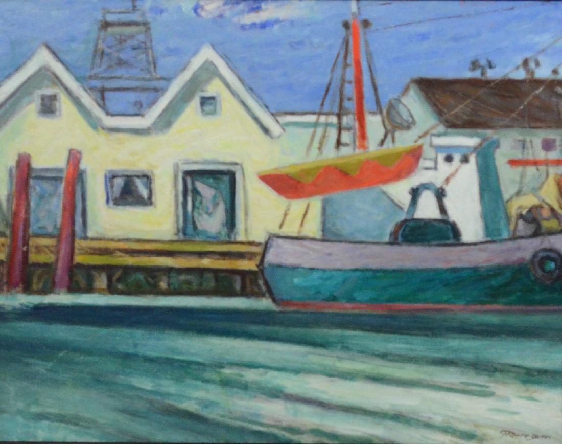 G Ralph Smith Harbor Scene, Oil on Masonite (1 of 4)