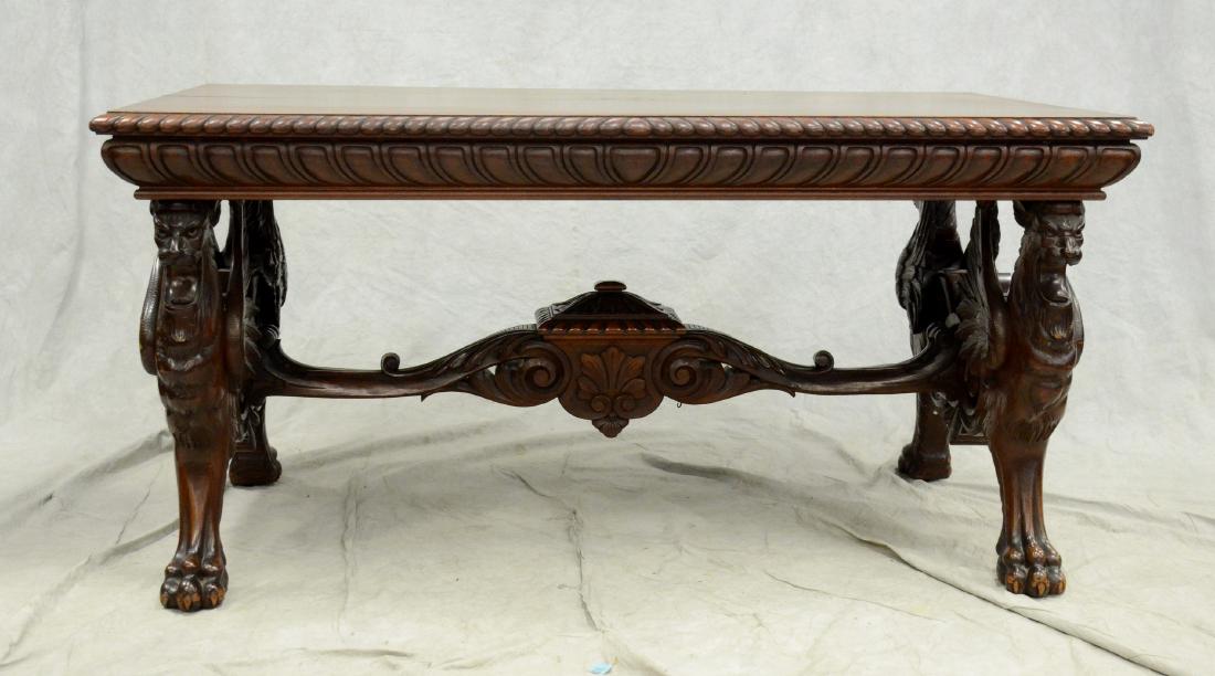 RJ Horner mahogany winged griffin library table (1 of 2)