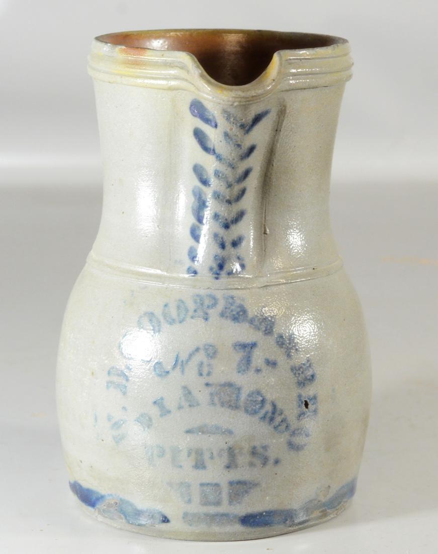 1 gallon blue decorated stoneware pitcher (1 of 4)