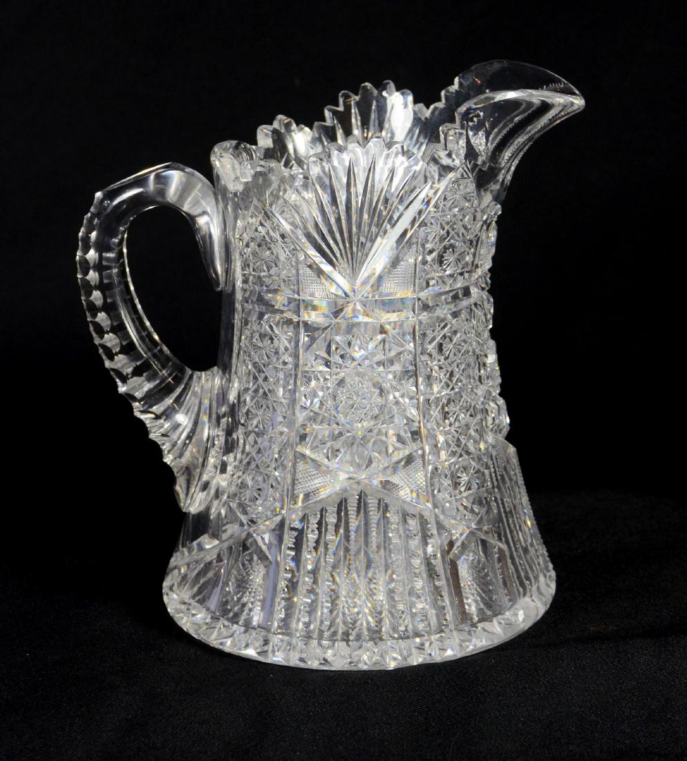 Brilliant cut glass water pitcher, 9 1/2"  tall (1 of 3)