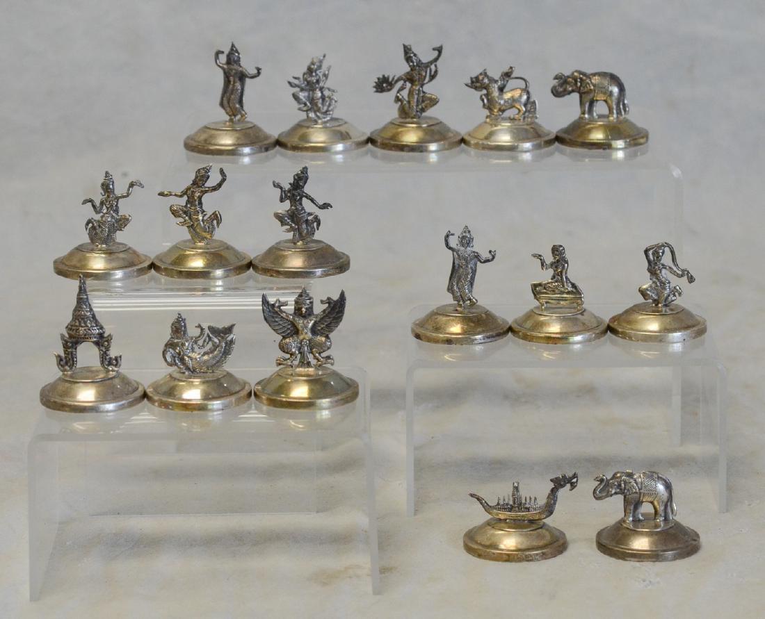 (16) Thai weighted sterling figural placecard holders (1 of 6)