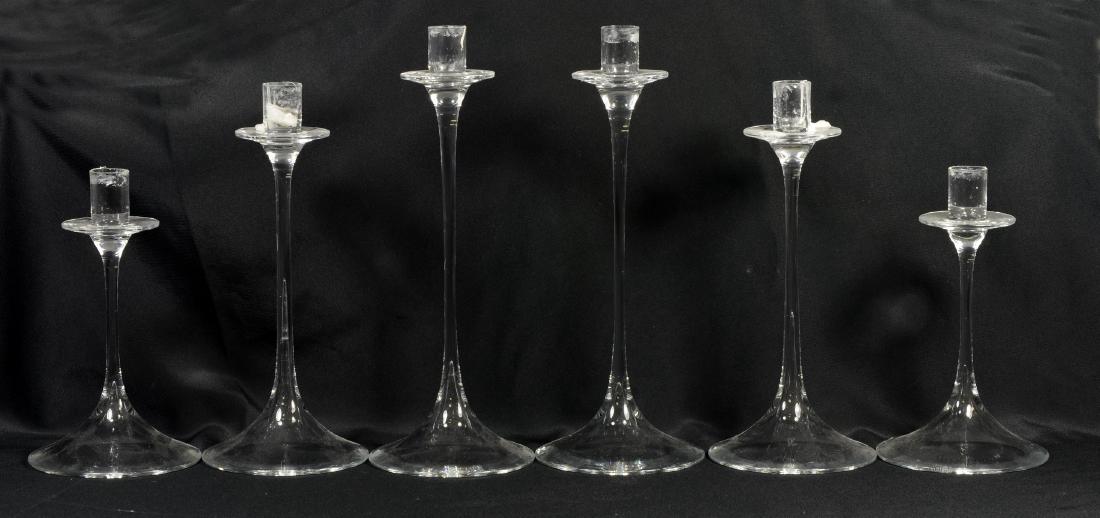(3) Pair of Orrefors Cyrano graduated candlesticks (1 of 2)
