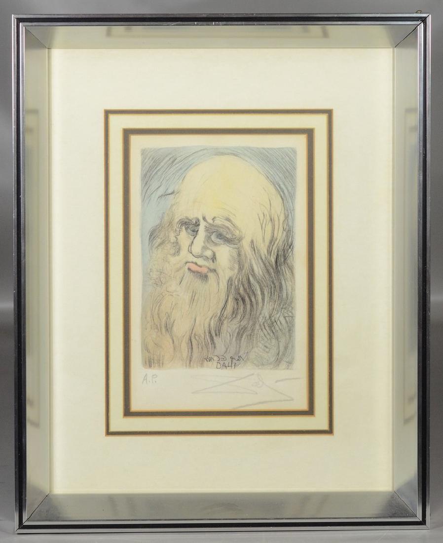 Salvador Dali color lithograph of Leonardo da Vinci (1 of 2)