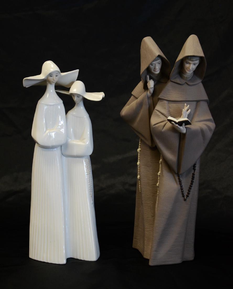 (2) Lladro Figurines, Nuns, Monks