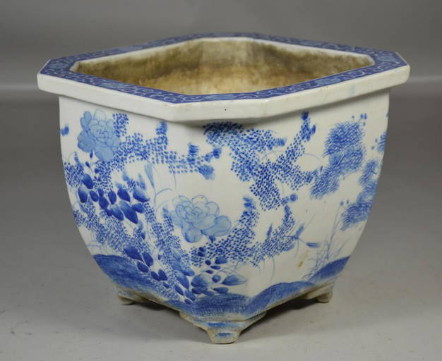 Blue And White Porcelain Japanese Planter