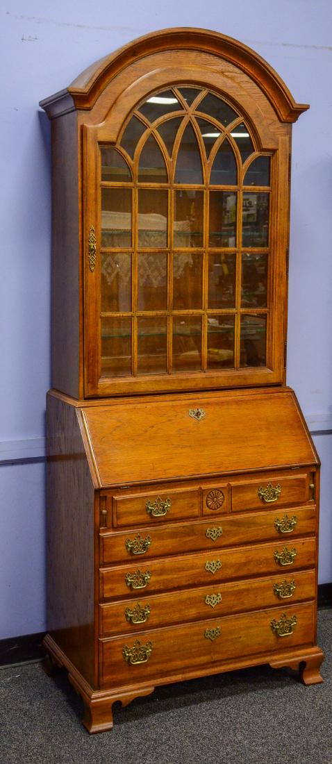 Oak Chippendale style 2-part secretary by Thomasville (1 of 4)