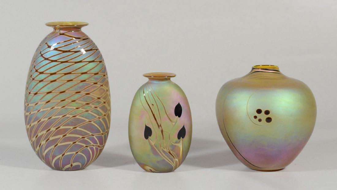 (3) Lot of three hand blown glass vases by artist Craig (1 of 9)