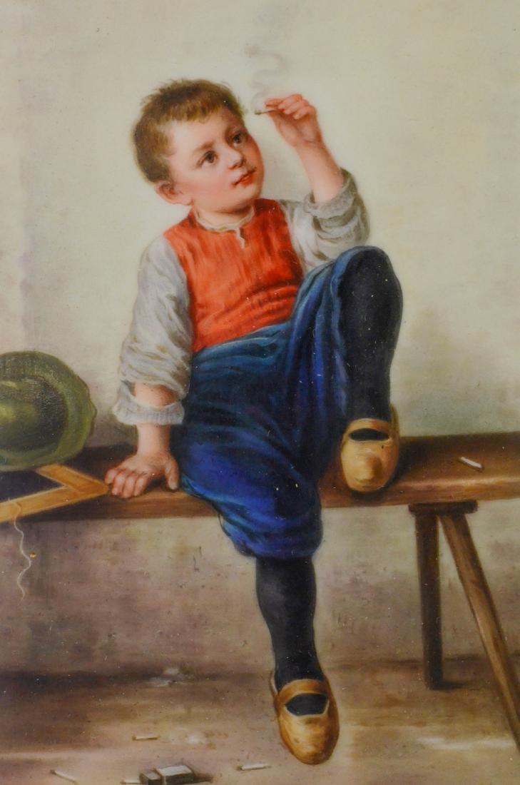 Continental porcelain painted plaque, signed Wagner, (1 of 4)