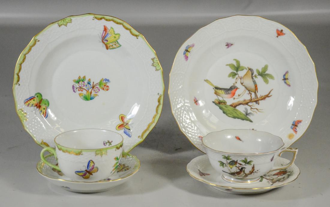 (2) Herend trio sets, cup, saucer and plate, to include (1 of 3)
