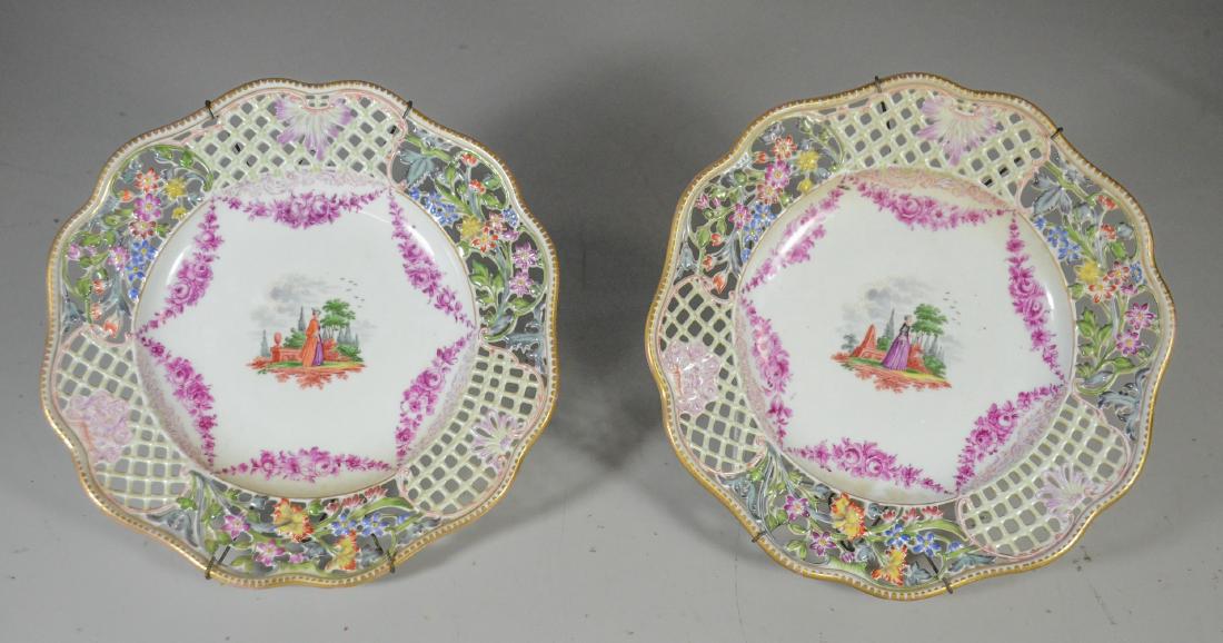 Pr of Continental porcelain plates with reticulated (1 of 1)