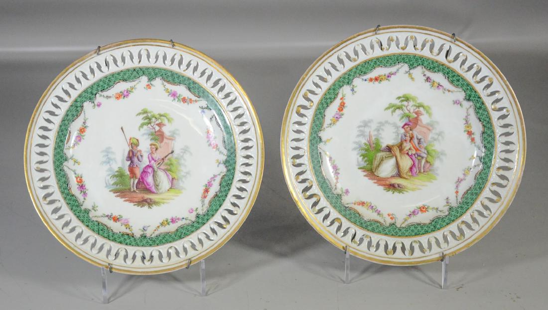 Pr of Meissen decorative plates with reticulated (1 of 2)