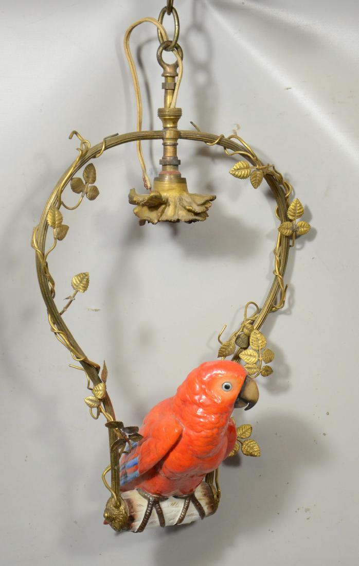 Continental porcelain parrot hanging lamp, place for (1 of 1)