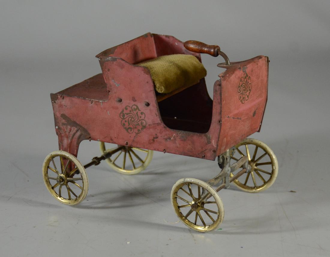 Horseless carriage' toy, red painted tin - by Hafner (1 of 4)