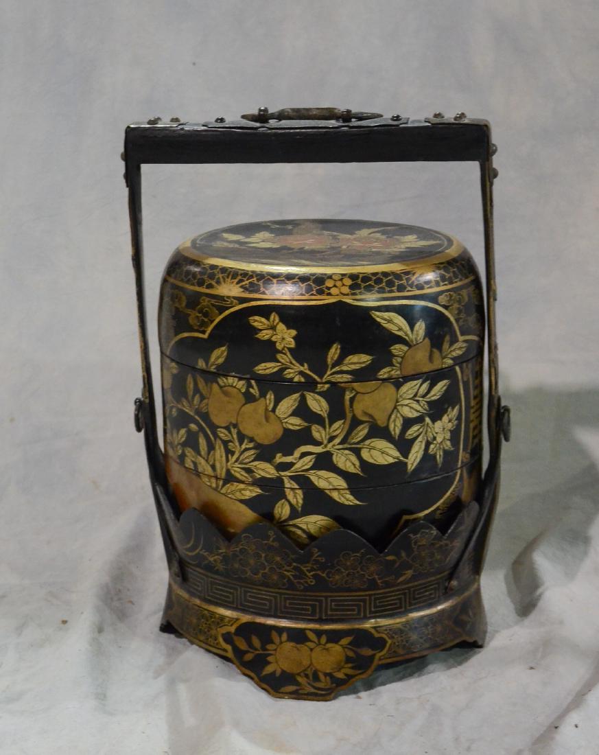 Antique Chinese Lacquered Stacking Boxes, Paint and (1 of 1)