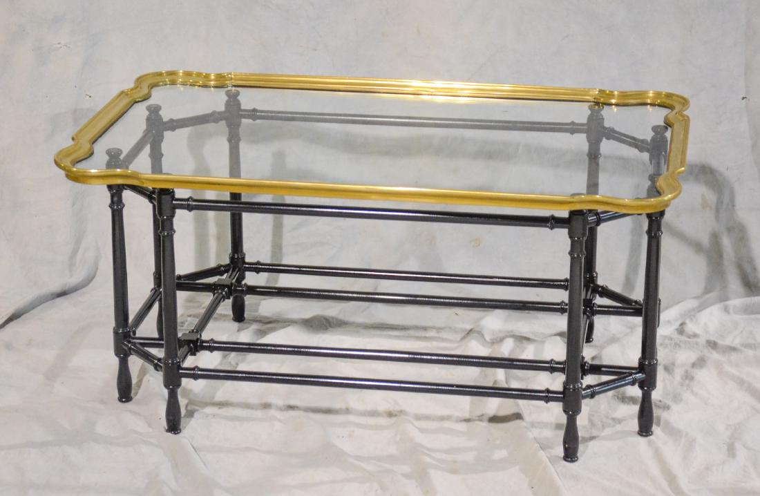 Ebonized Faux bamboo Tray top coffee table, glass tray (1 of 2)