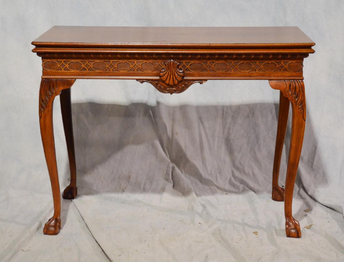 Chippendale style mahogany claw foot console table, (1 of 1)