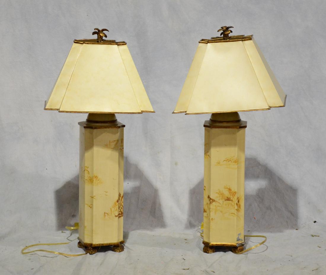 Pair pf chinoiserie paint decorated table lamps (1 of 2)