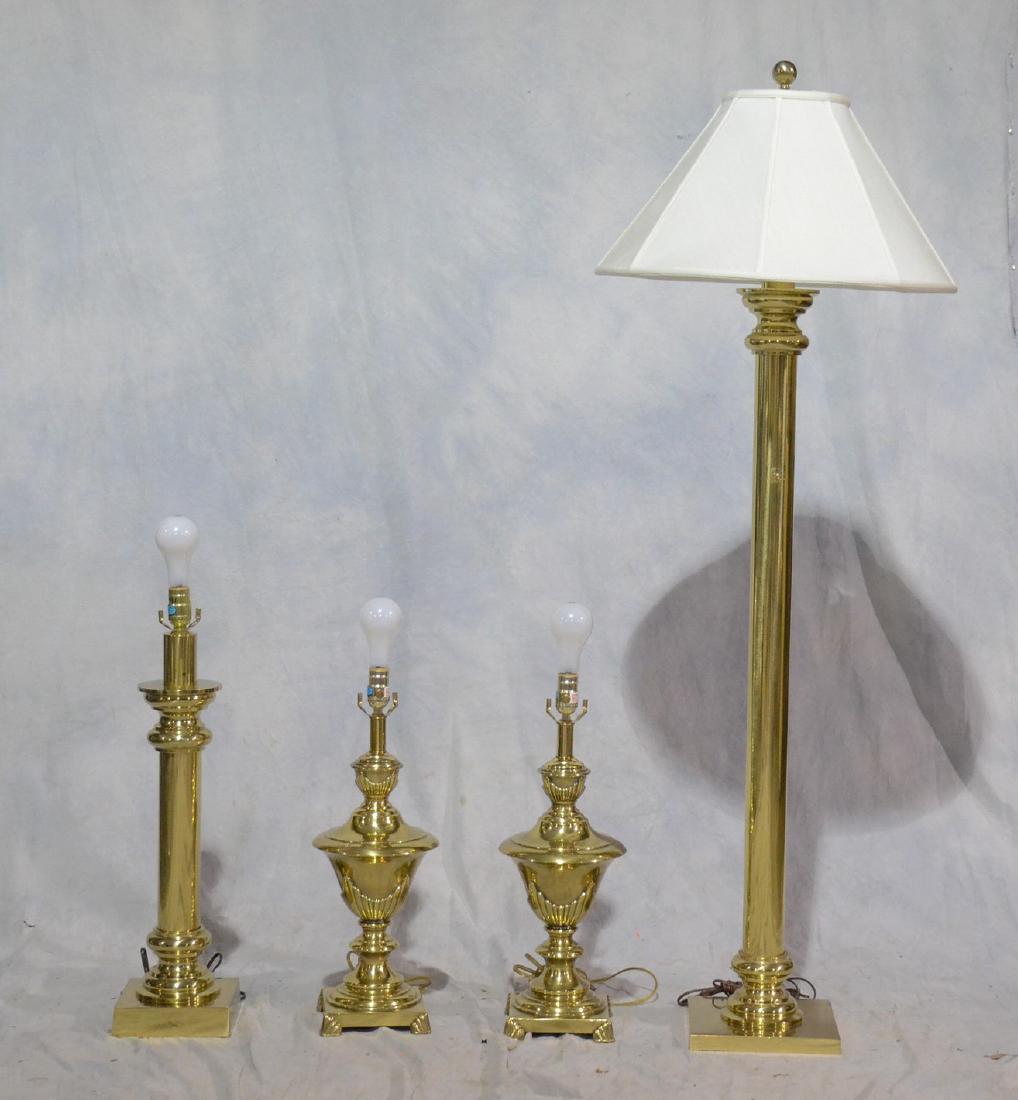 (4) Custom brass table/floor lamps, brass column (1 of 1)