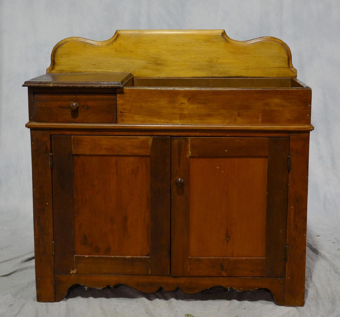 Softwood dry sink with drawer, copper lined well, base (1 of 1)