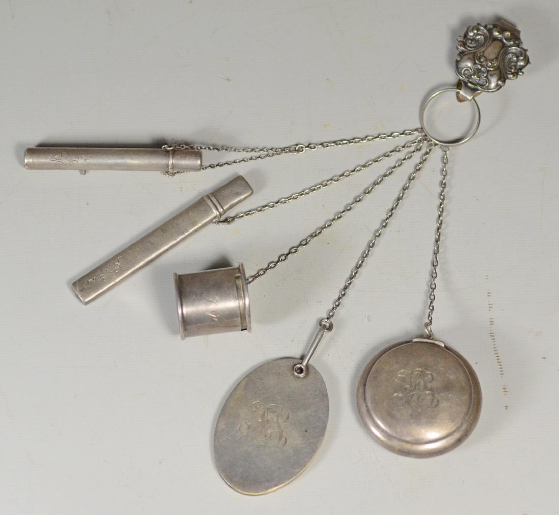 Sterling silver chatelaine, 2.51 TO (1 of 2)