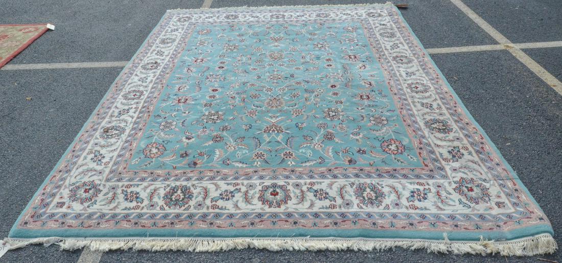 Indo Persian throw rug in turquoise 8' by 10'14" (1 of 2)