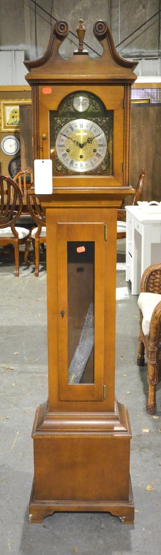 Seth Thomas miniature grandfather's clock, brass cherub (1 of 1)