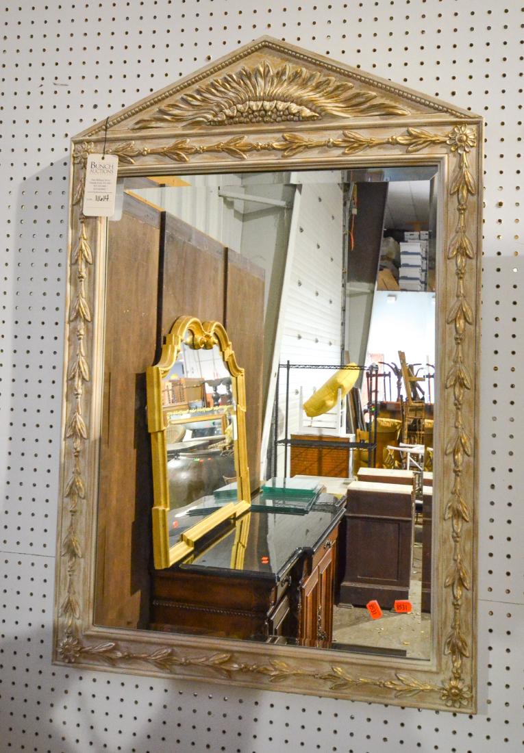 Distressed cream painted beveled glass mirror, (1 of 1)