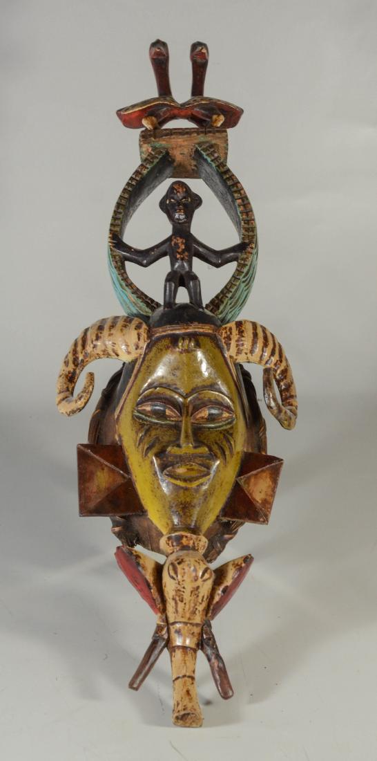 African Guro mask with elephant, man & birds, Guro of (1 of 2)
