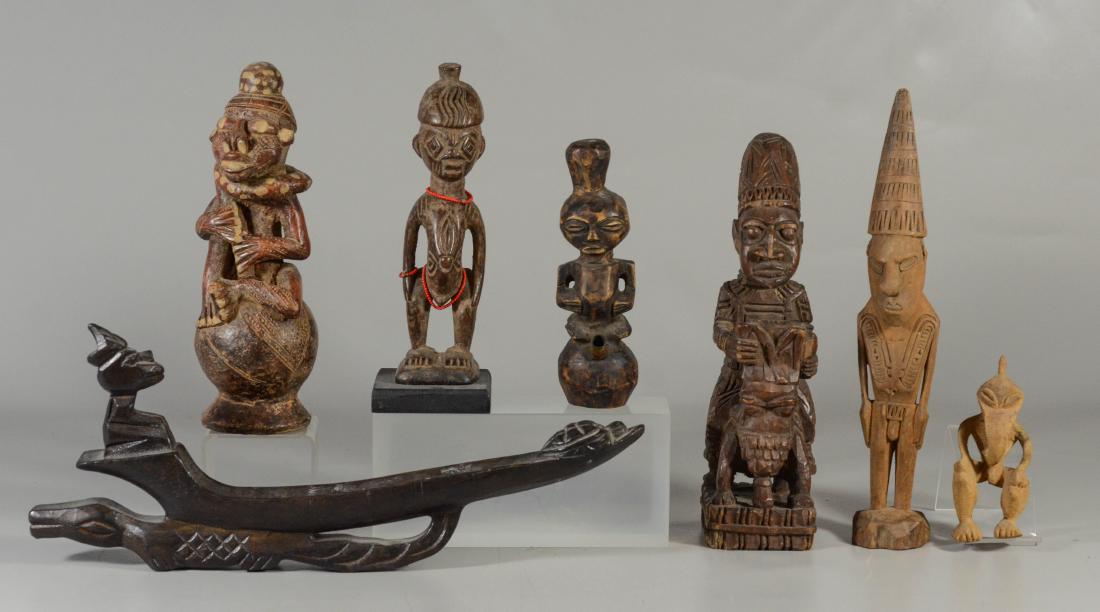 (7) Ethnographic wood figural carvings, including (1 of 3)