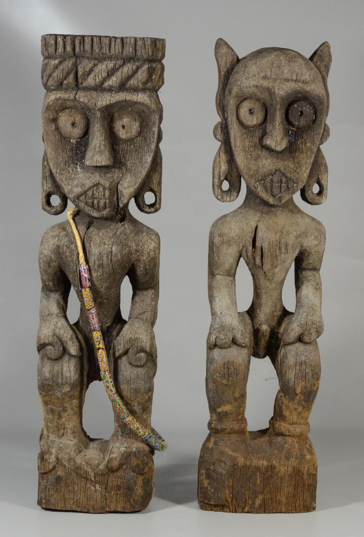 (2) Large ethnographic carved wood figures, one with (1 of 1)