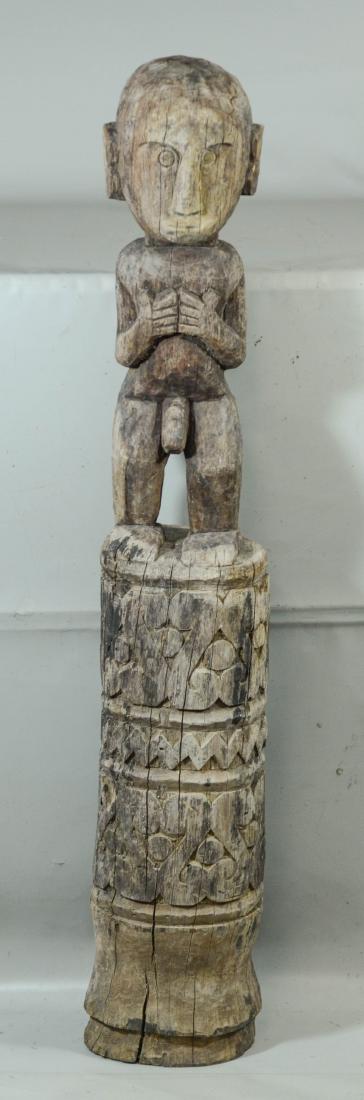 Oceanic art carved wood figural totem, 50" h (1 of 3)