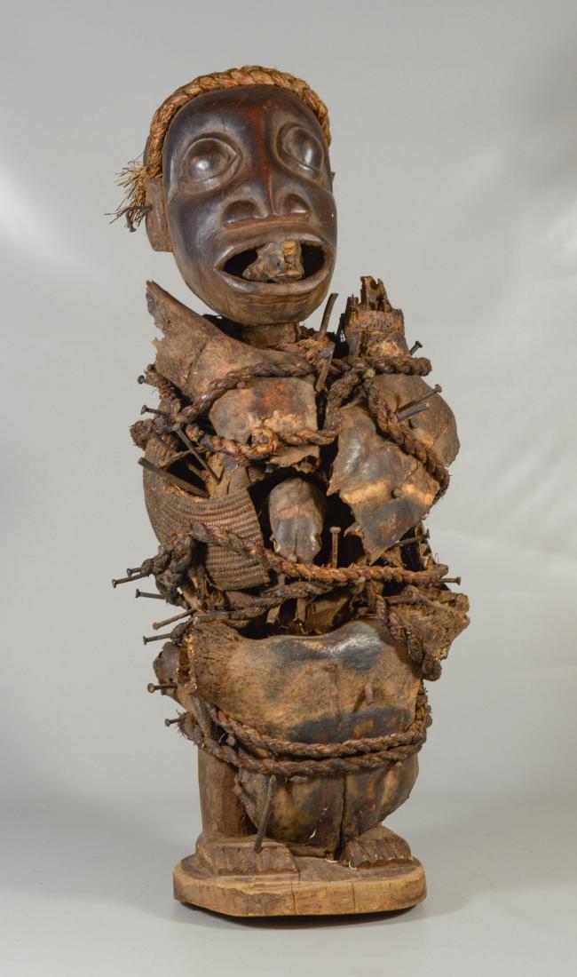 African Congo nail power figure (spirit), carved wood, (1 of 4)