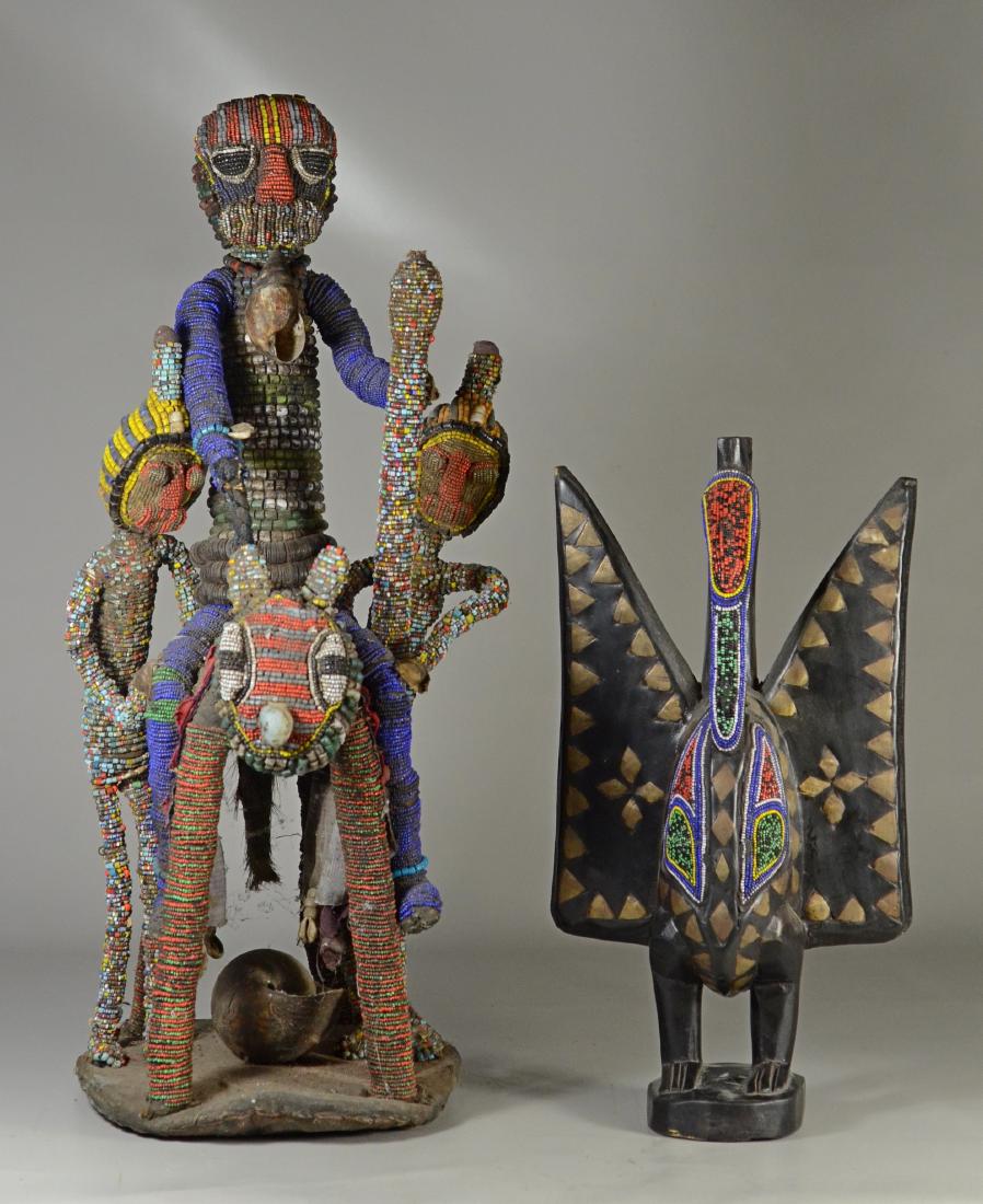 (2) African sculptures; Yoruba sculpture & wood birds (1 of 7)