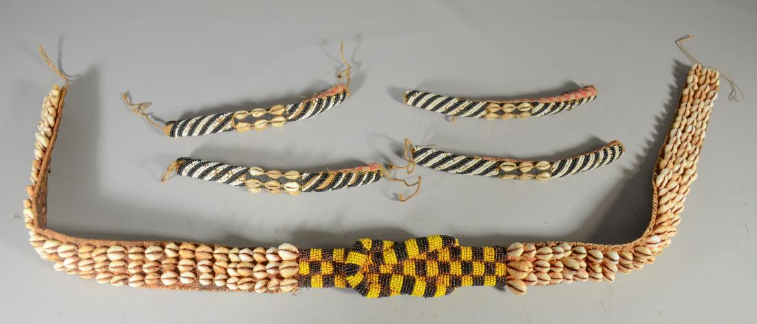 (5) items, African Kuba leather and vegetal ceremonial (1 of 2)