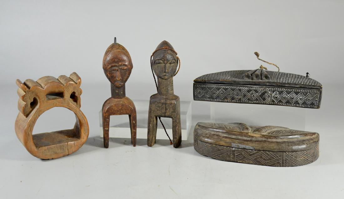 (5) African wood pieces to include 2 Kuba tribe (1 of 1)
