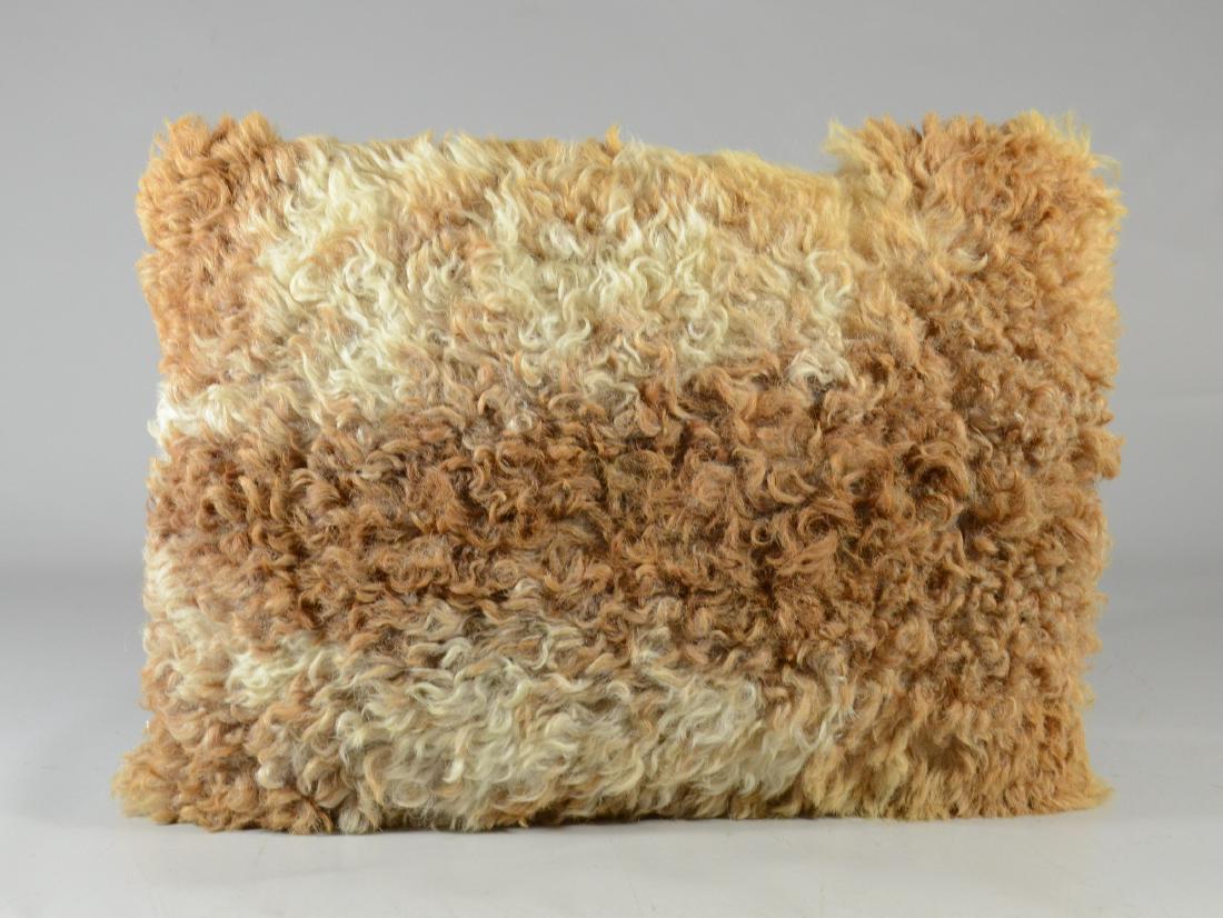 Vintage longhaired, golden curly cowhide pillow with (1 of 3)