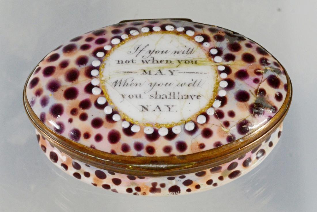 Oval Battersea Bilston English enamel motto box (1 of 2)