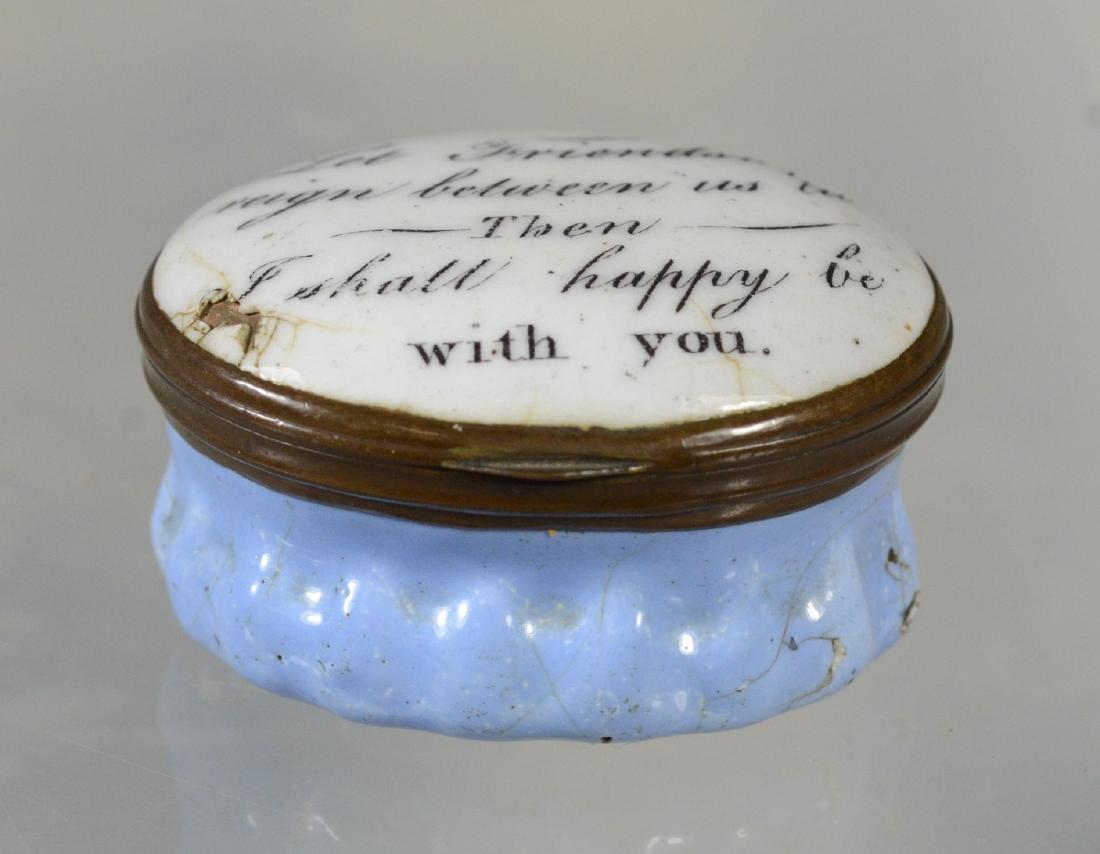 Oval Battersea Bilston English enamel motto box (1 of 4)