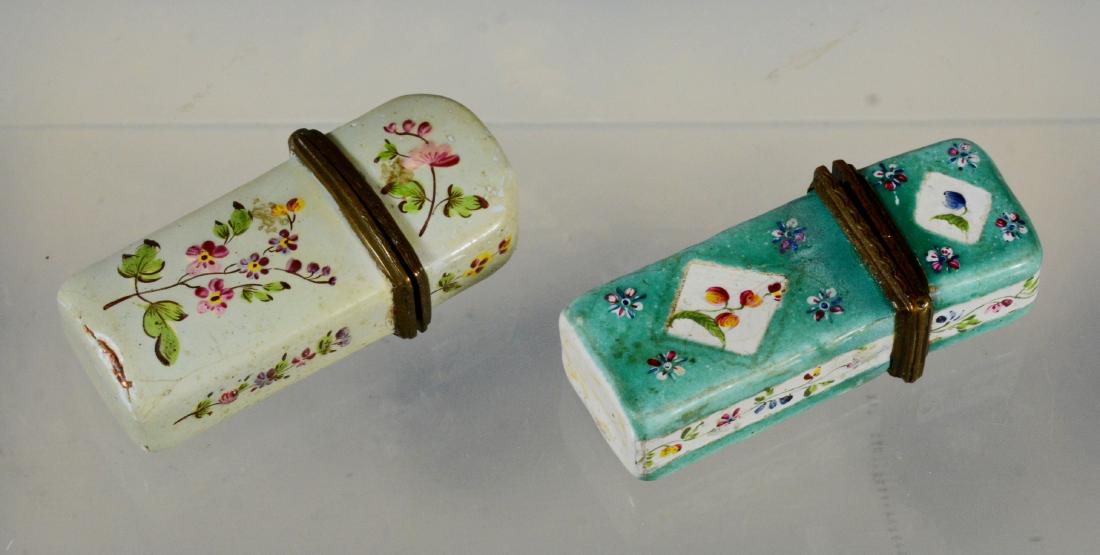(2) Battersea Bilston English enamel scent bottle boxes (1 of 4)