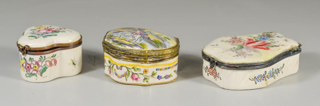 (3) 19th C Continental faience snuff boxes (1 of 6)