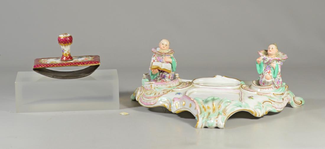 Meissen 'Deutsche  Blumen' pattern standish, 19th C (1 of 8)