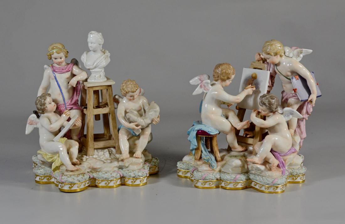 Pair of Meissen allegorical figures of the 'Arts' (1 of 8)