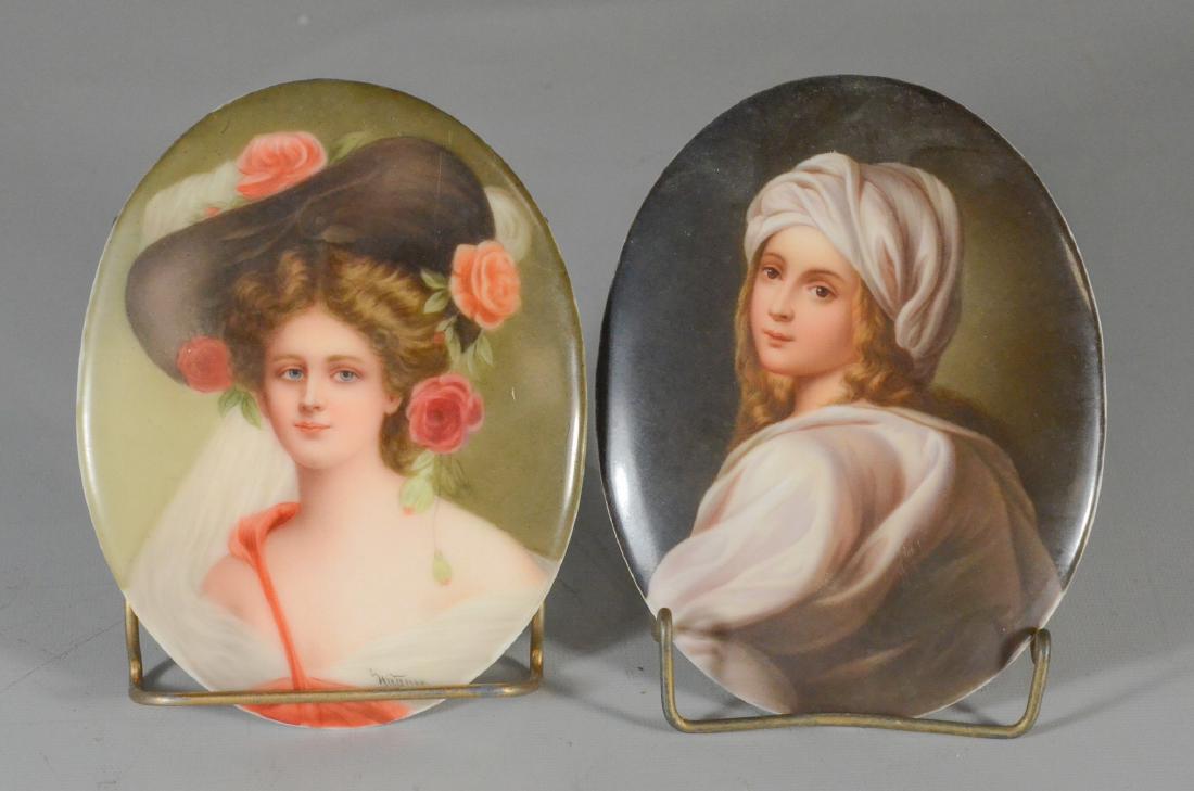 Two German porcelain oval pictorial plaques, c 1900 (1 of 3)